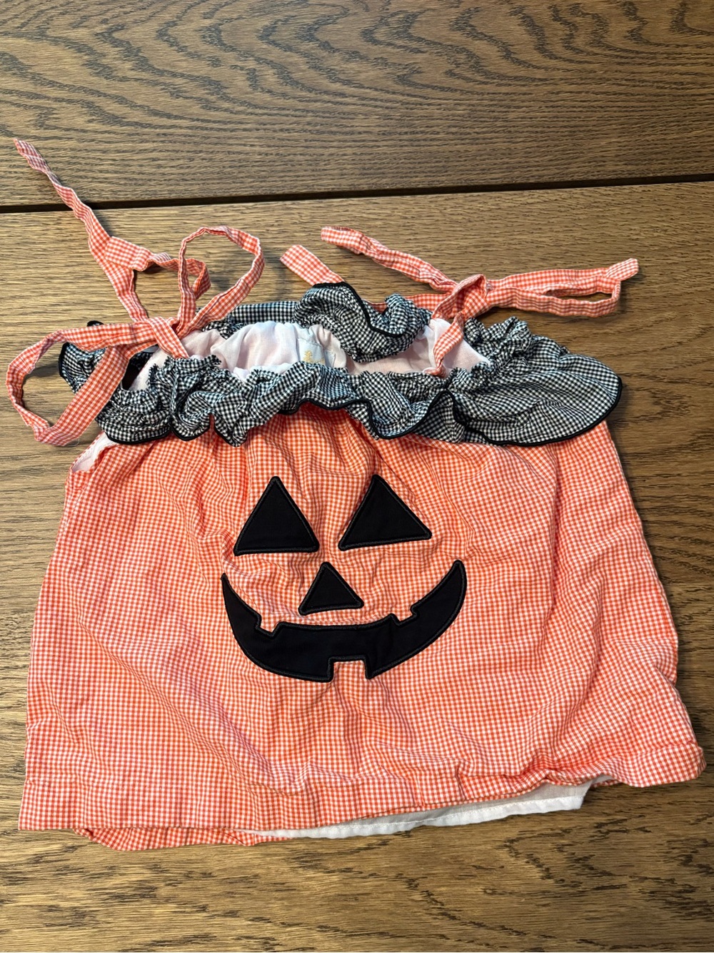 🎃🐝 Busy Bee Smocks Pumpkin/Halloween Top – 3T, Tie Straps & Ruffle Collar 🍂
